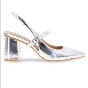 BCBGENERATION. Size 8.5 silver Metallic 
Gillian Point Toe Slingback Pumps New
